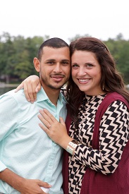 man and woman smiling